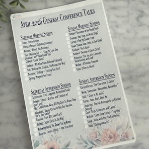 April 2026 General Convention Talk Tracker -- Passend für den Deliberate Doodles Planer und das Spiritual Moments Journal