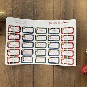 Christmas Advent Stickers -- Made to fit the Deliberate Doodles, Erin Condren and Happy Planner (S006)