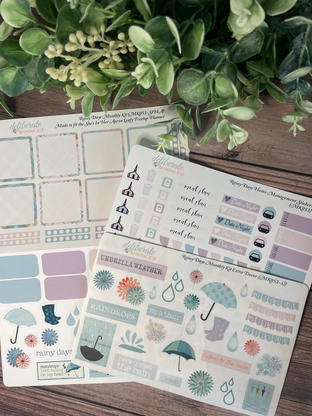 Rainy Days Monthly Planner Sticker Kit — Made to Fit the Leafy Treetop ...