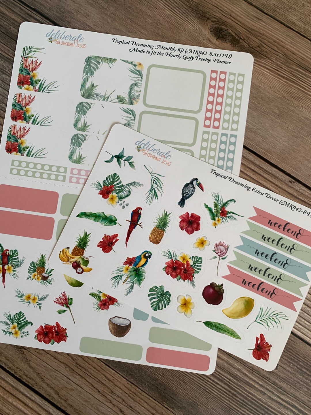 Tropical Dreaming Monthly Planner Sticker Kit — Made to Fit the Leafy ...