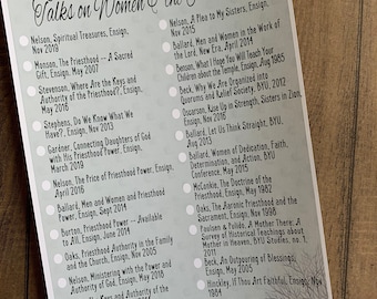 Talks On Women & The Priesthood Talk Tracker Planner Sticker -- Made to fit a 6x9 Inch or Larger Planner (T004)