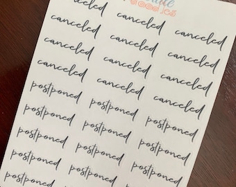 Canceled Postponed Clear Planner Stickers
