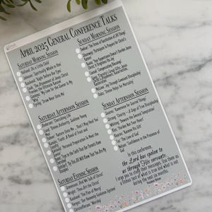 April 2025 General Conference Talk Tracker -- Made to fit the Deliberate Doodles Planner and Spiritual Moments Journal
