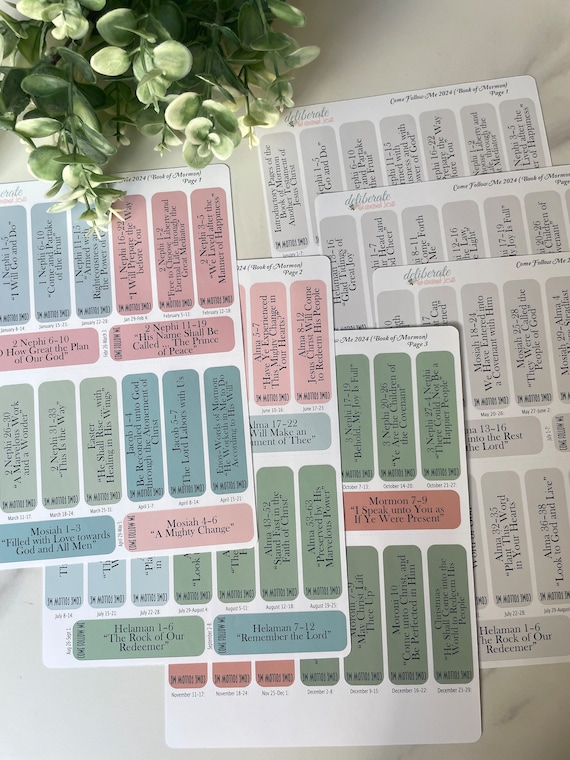2024 Come Follow Me Book of Mormon Large Block Reading Planner Stickers