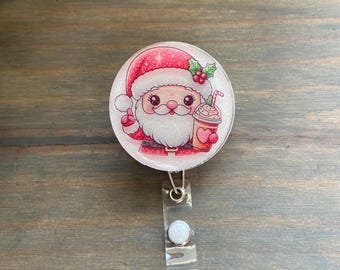 Badge reel, Santa, Christmas, coffee