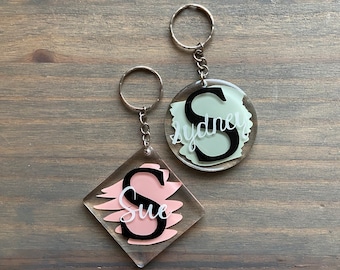 Llavero acrílico personalizado / llavero con nombre / llavero con inicial