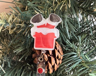 Badge reel, Santa, Christmas, chimney