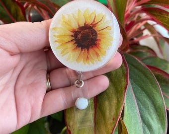 Badge reel, sunflower, summer