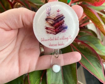 Bookish badge reel, reader, introvert