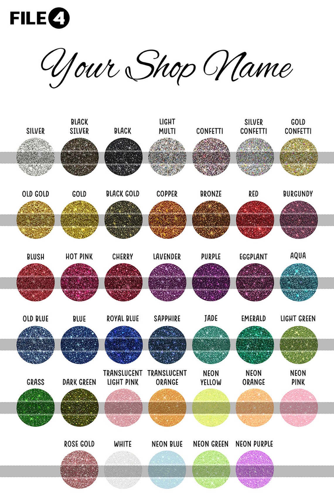 NEW Siser HTV Glitter Color Chart Customizable Digital Etsy