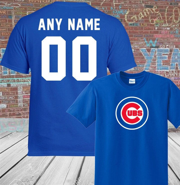 Custom Chicago Cubs Men's Navy Name and Number Banner Wave T-Shirt 