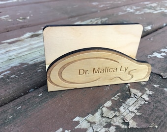 Audiologist wooden desktop business card holder. Perfect for hearing doctor graduation gift! Show love to the audiologist in your life!