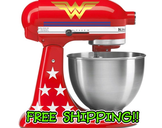 KitchenAid Deluxe kit with blue stripes! Wonder Woman decal for stand mixer