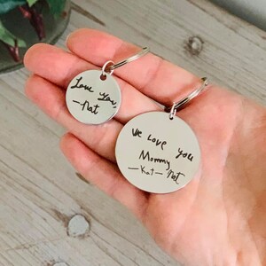 Handwriting gift, keepsake, fathers day, mothers day, handwriting steel, handwriting engraved, handwriting keepsake, handwriting keychain