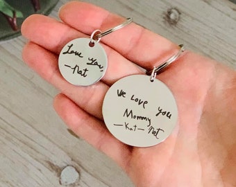 Handwriting gift, keepsake, fathers day, mothers day, handwriting steel, handwriting engraved, handwriting keepsake, handwriting keychain
