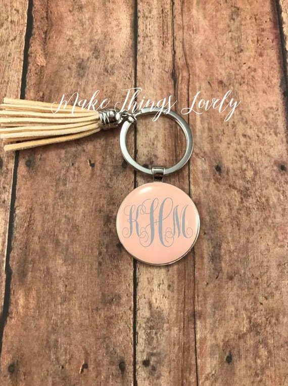 Initial Keychain Monogram Keychain Personalized Gift Tassel Etsy