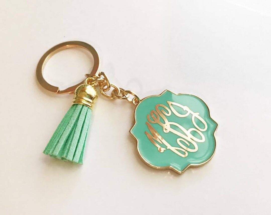 Monogram Keychain Initial Keychain Personalized Gift Tassel - Etsy