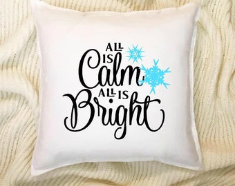 couch pillow, throw pillow, christmas gift, home decor, calm and bright, christmas pillow, christmas decor, gifts 20, farmhouse pillow