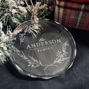 Engraved Handwriting Ornament, glass ornament, Family gift, family keepsake, keepsake ornament, christmas keepsake, family name,