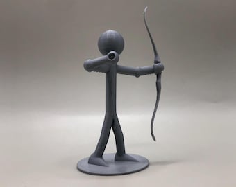 3D Printed Archer Stick Figure: Tabletop RPG Character with Bow