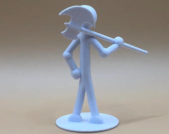 3D Printed Barbarian Stick Figure: RPG Tabletop Miniature with Interchangeable Axe