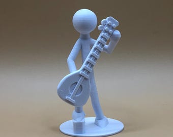 3D Printed Bard Stick Figure with Guitar: RPG Tabletop Character