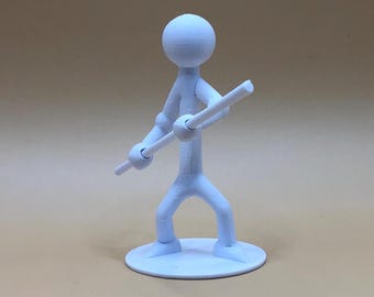 3D Printed Monk Stick Figure with Interchangeable Staff - RPG Character