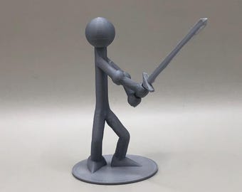 3D Printed Stick Figure Swordsman: Interchangeable Sword, Tabletop RPG
