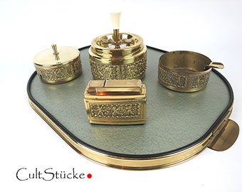 Vintage 50s/60s Erhard & Söhne smoking set table lighter roulette ashtray ashtray lid box tray midcentury living interior Made in Germany