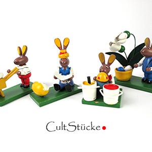 Vintage Easter bunnies wooden nostalgic Easter decoration traditional Easter decoration table decoration set of 4