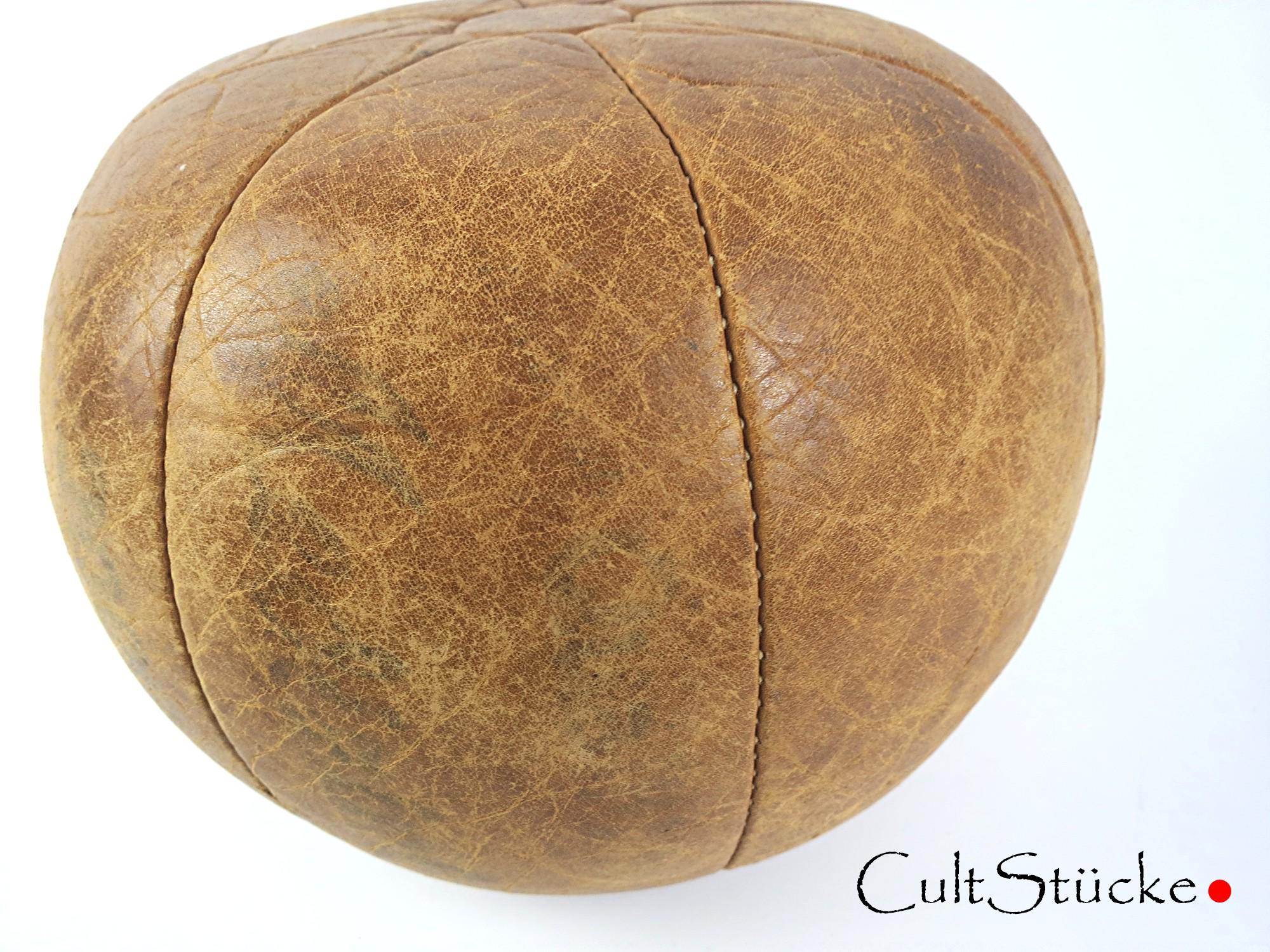 Ballon de médecine vintage en cuir noir, années 1930