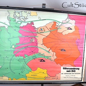 Mappa da parete vintage XXL della scuola sulla migrazione dei popoli dopo il 1945, carta da parati didattica, carta da parati a rotolo, decorazione per interni decorativi, Made in Germany (11)