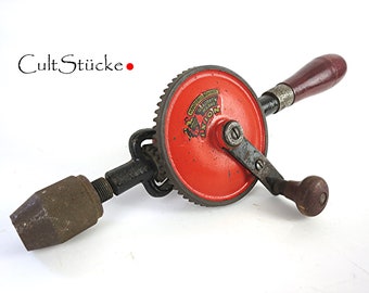 Vintage Handdrillbohrer Qualitätsmarke IXION Handbohrer mechanischer Bohrer Handwerkzeug Industrial Design