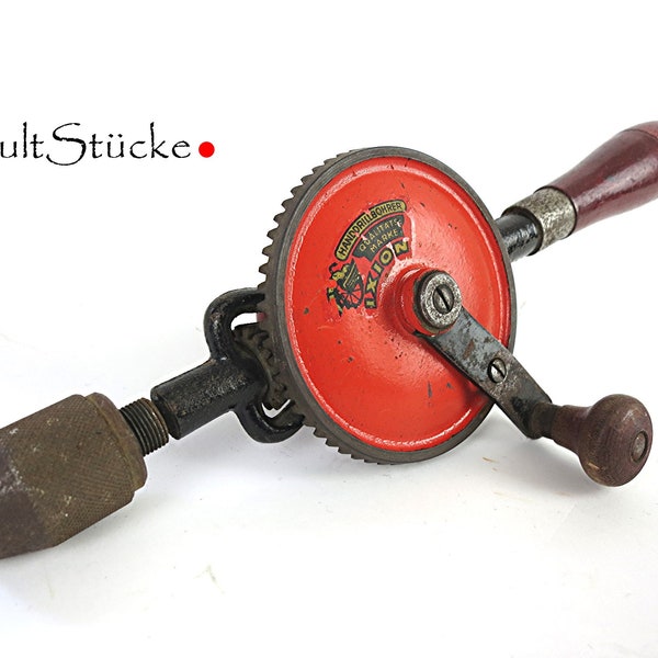 Vintage Handdrillbohrer Qualitätsmarke IXION Handbohrer mechanischer Bohrer Handwerkzeug Industrial Design