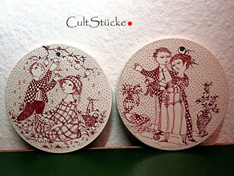 Vintage wall plate Bj\u00f8rn Wiinblad Denmark Optimisme November Paradis October