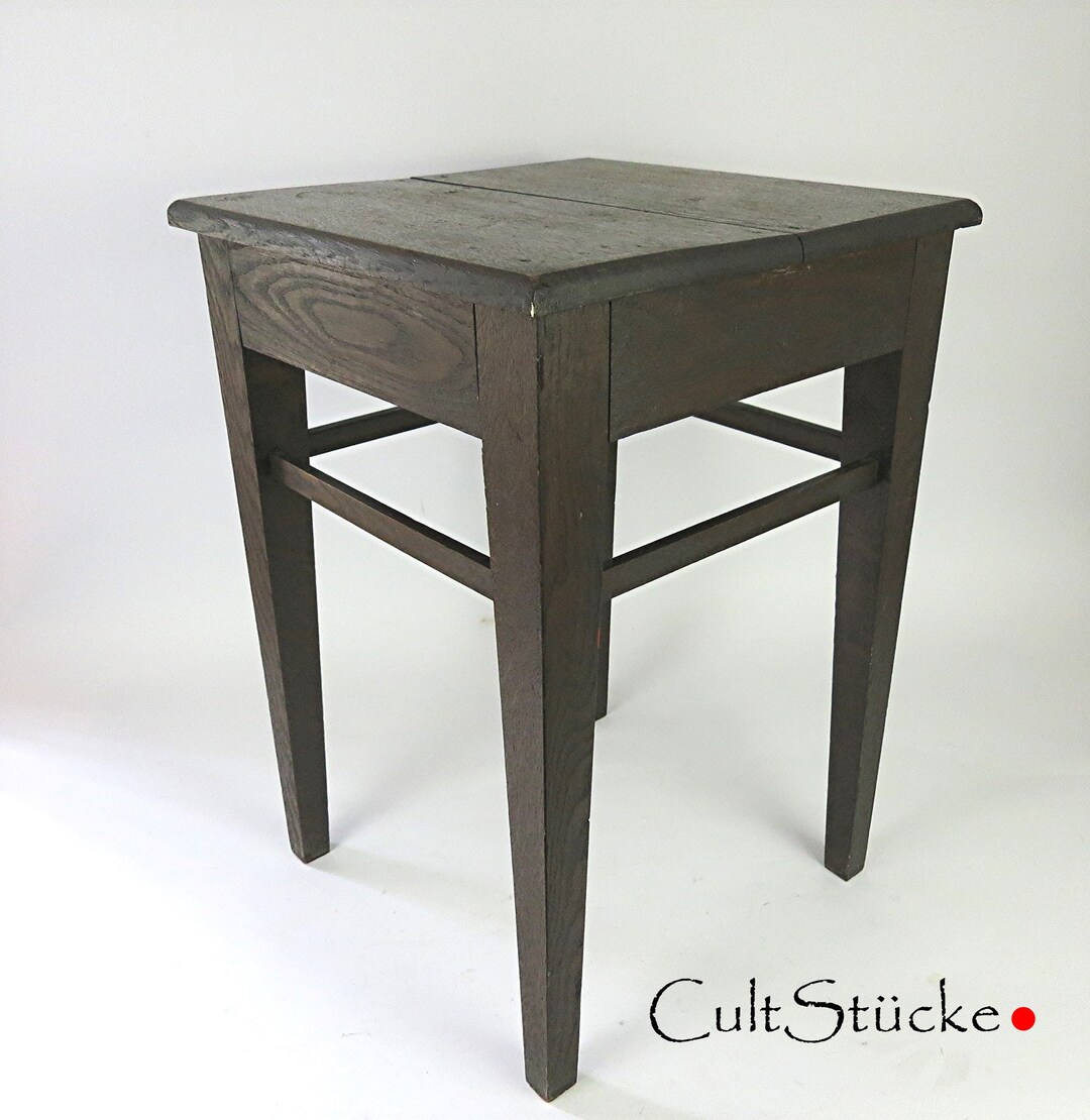 Vintage 50s Wooden Stool Side Table Shabby Style Mid Century Etsy