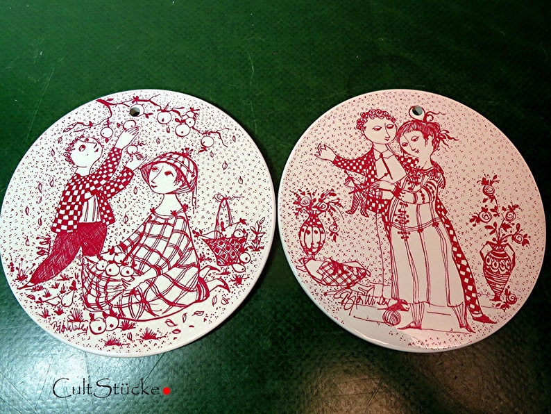 Vintage wall plate Bj\u00f8rn Wiinblad Denmark Optimisme November Paradis October