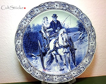 Vintage wall plate Delfts Royal Sphinx Maastricht bride and groom in summer with carriage