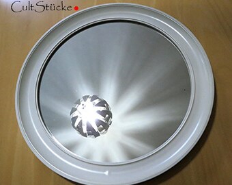 Vintage 70s wall mirror round mirror plastic cream colored living interior Made in Italy