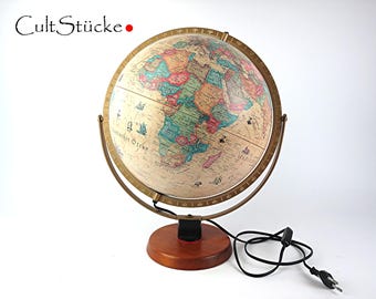 Kula ziemska "World Antique" z lat 90., skanowana, podświetlana, stylizowana na antyczną, do wnętrz domowych, wyprodukowana w Danii