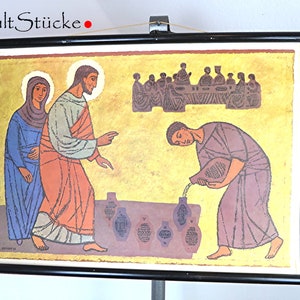 Grafico da parete vintage anni '60 per la scuola, motivo religioso, grafico didattico, grafico a rotolo, decorativo per interni viventi (C)