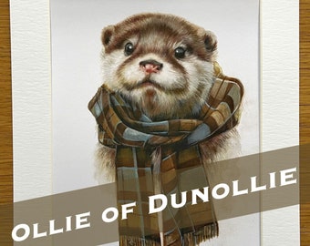 Ollie of Dunollie (Art Print) | Otter Print | Scottish Otter | Otter Art | Tartan Otter | Scottish Wall Art