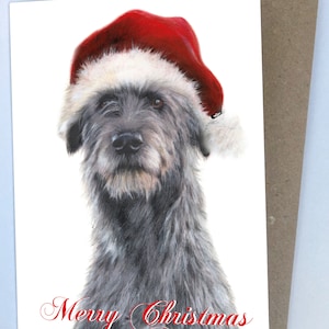 Le chien de Noël (carte de Noël) | carte Irish Wolfhound | Carte de Noël Irish Wolfhound | Wolfhound | Carte de Noël pour chien
