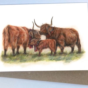Mum, Dad & the Wean (Greeting Card) | Highland Cow Card | Scottish Highland Cow Card | Scottish Cows | Highland Cow Family Card | Coos