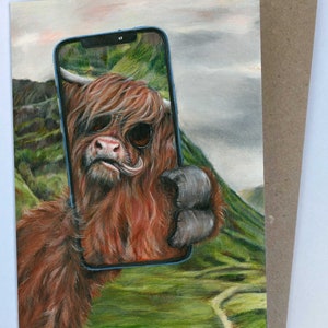 Highland Selfie (Greeting Card) | Highland Cow Card | Scottish Highland Cow Card | Scottish Card | Funny Scottish Card