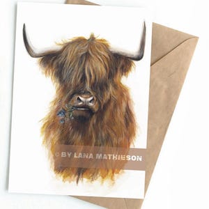 The Jaggy Thistle Coo (Greeting Card) | Highland Cow Card | Scottish Highland Cow Card | Scottish card