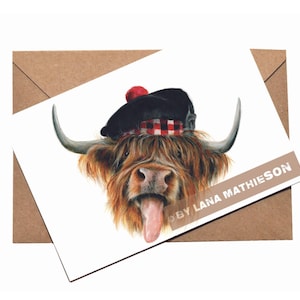 Och Aye The Coo (Carte de vœux) | Carte de vache des Highlands | Carte de vache des Highlands écossais | Carte écossaise