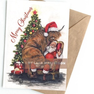 In a Highland Grotto (Christmas Card) | Highland Cow Christmas Card | Scottish Christmas Card | Highland Cow Card
