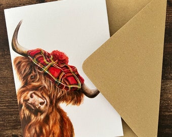 Made in Scotland (Greeting Card) | Highland Cow Card | Scottish Highland Cow Card | Scottish Card | Funny Scottish Card