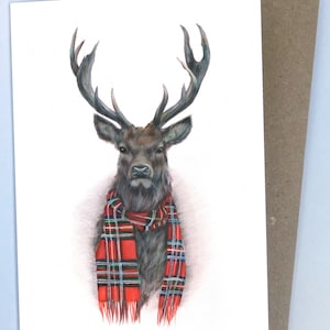 Winter in the Glen (Greeting Card) | Scottish Stag Card | Stag Card | Scottish Card | Tartan Stag Stag